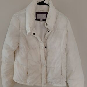 Old Navy White Puffer Jacket Cozy Winter Essential